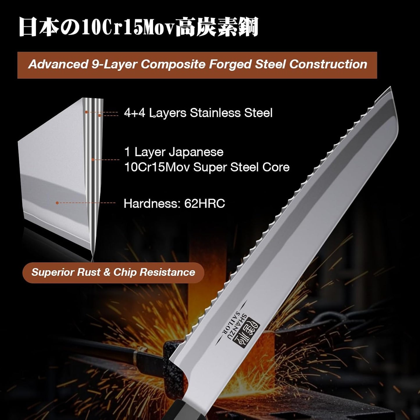 10 Inch Japanese Sushi Knife, 9 Layers 10Cr15MoV High Carbon Steel | Sashimi Knife, Sharp Cutting Yanagiba Knives with Red Sandalwood Handle for Sushi Making, Slicing & Fish Knives