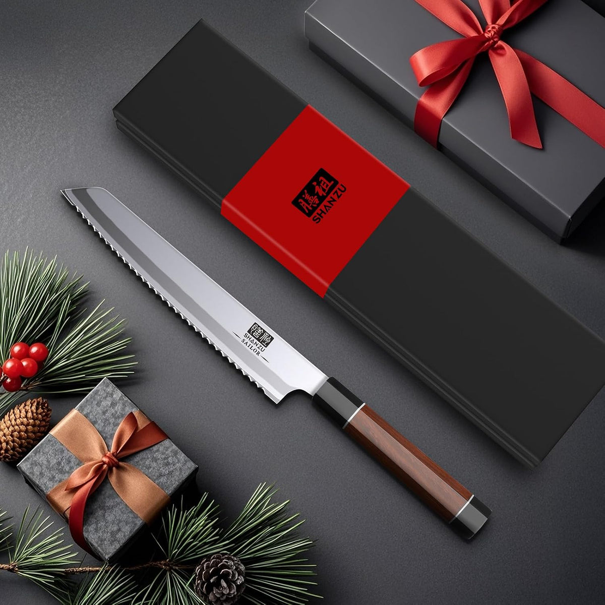 10 Inch Japanese Sushi Knife, 9 Layers 10Cr15MoV High Carbon Steel | Sashimi Knife, Sharp Cutting Yanagiba Knives with Red Sandalwood Handle for Sushi Making, Slicing & Fish Knives