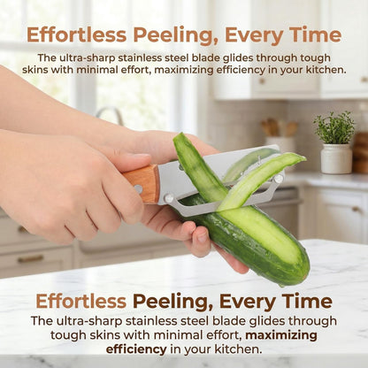 Kitchen Peeler Tool Fruit Peeler with Bottle Opener 2 Pcs Vegetable Peelers for Kitchen Wooden Handle for Fruits and Vegetables Multi-Use Gadget for Home Cooking