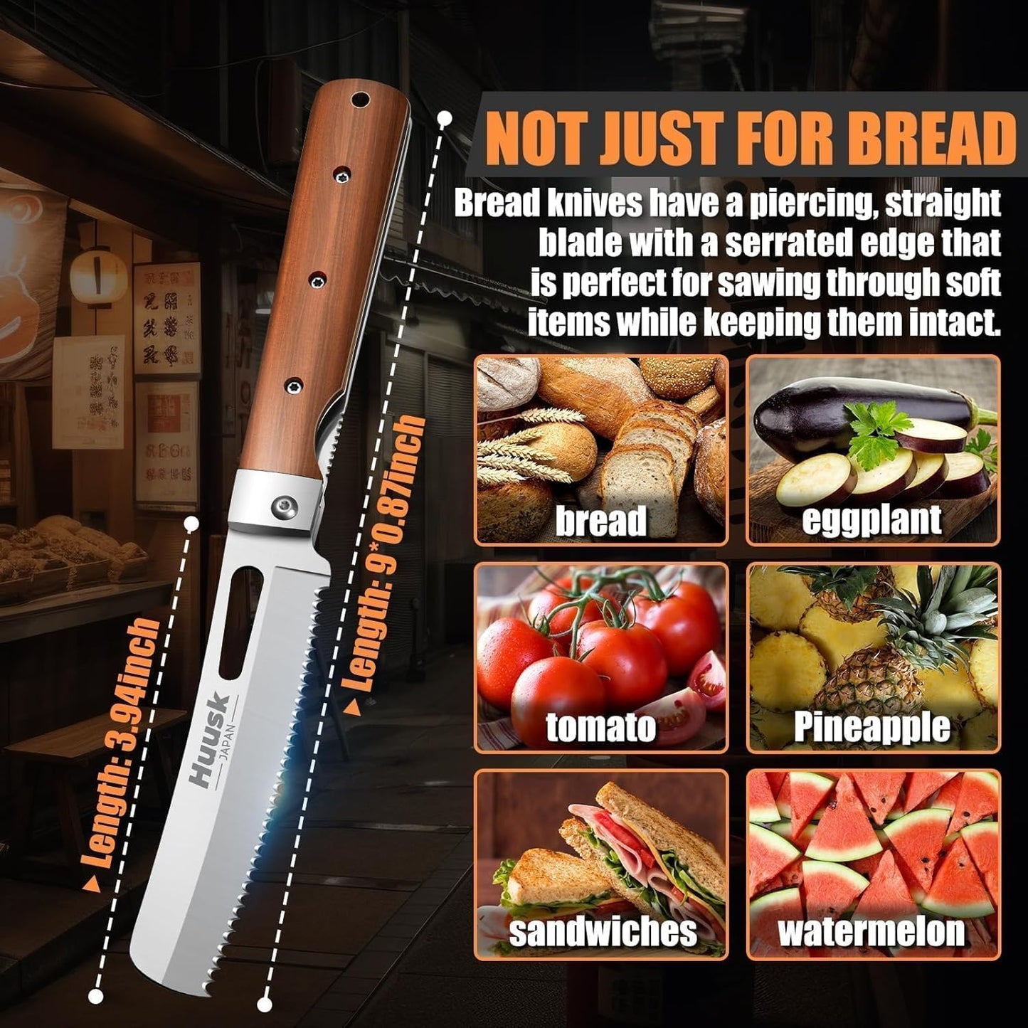 Huusk Folding Chef Knife Set-4Pc with Bag- EDC Kitchen Knife Set | Including Nakiri, Santoku, Bread and Fruit Knives, 440C Stainless Steel , Ultra Sharp Blade, Gift Box