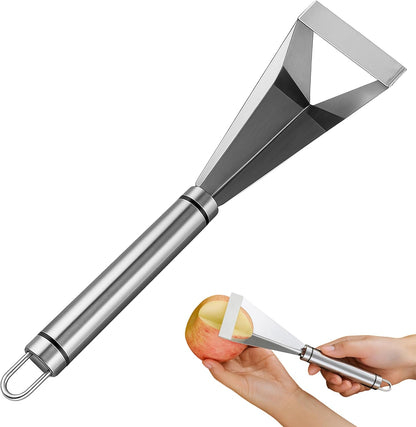 Fruit Carving Knife Stainless Steel Vegetable Cutter Tools – Silver Triangular Shape DIY Knives for Home Kitchen Platter Tray Decoration, Utility Pumpkin Kit Food Cutting Engraving V Channel Blades