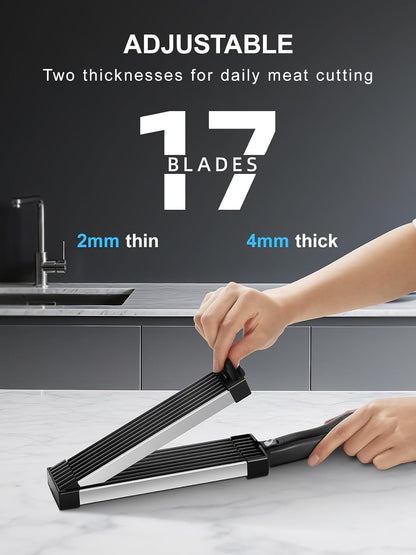 Fresh Meat Slicer with Handle Kitchen Knife Set For Meat Slicing Shredding, Manual Jerky Cutter Food Slicer For Beef Pork Mutton For Home Cooking BBQ Hot Pot