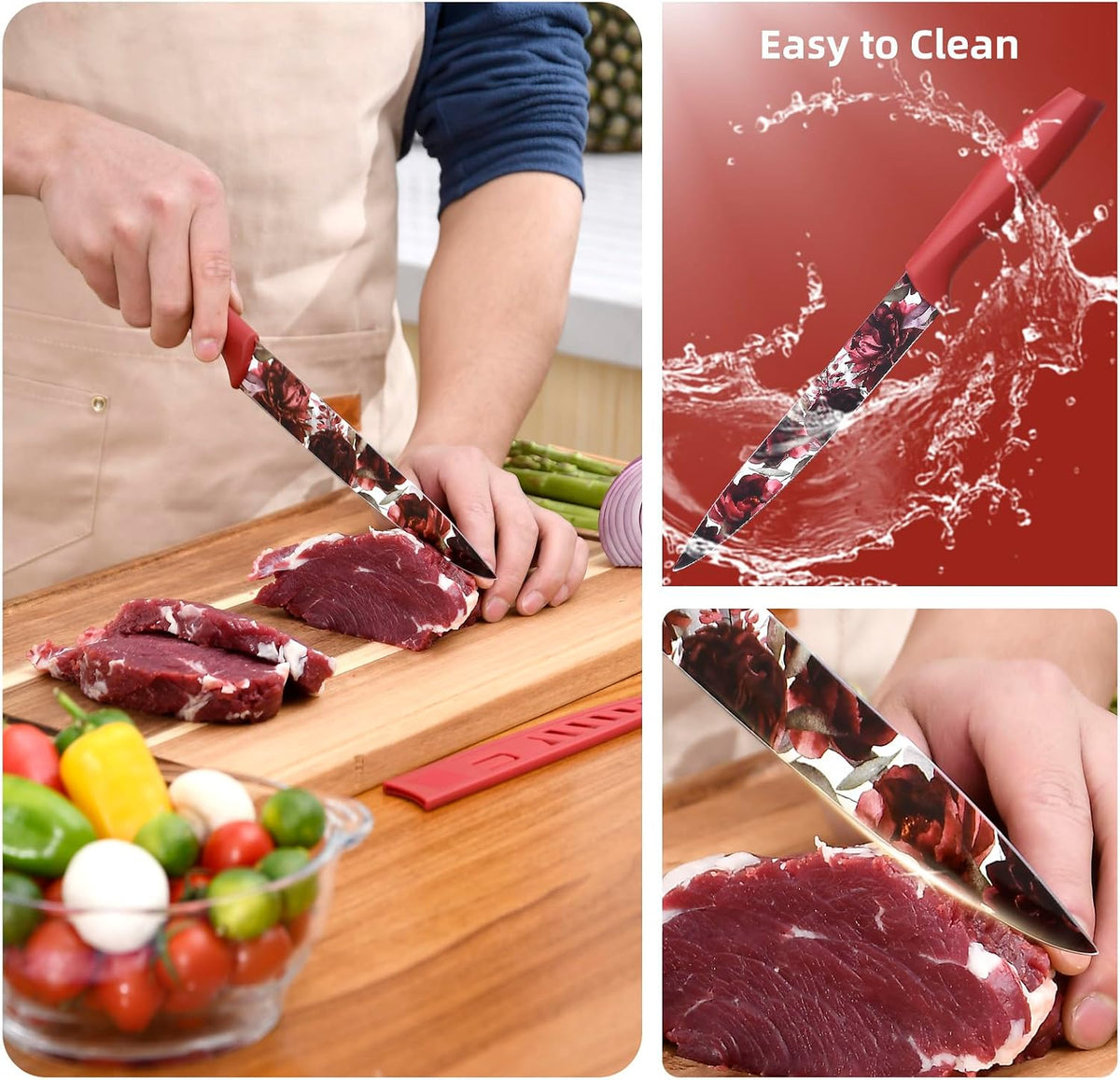 Knife Set, Kitchen Knife Set Nonstick Coated