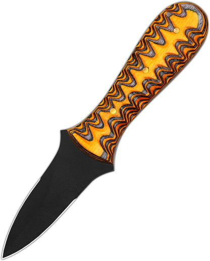 Oyster Shucking Knife – Professional Oyster Knife with Grooved Pakka Wood Handle, Black Powder-Coated Steel Blade, Sharp Edge Seafood Shucker (RED)