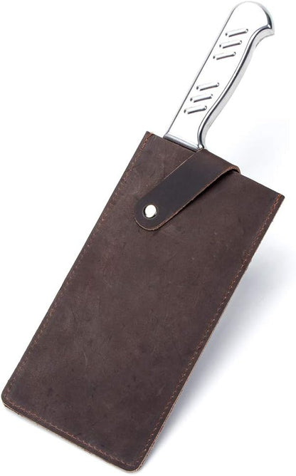 PU Leather Meat Cleaver Sheath, Waterproof Wide Knife Protectors, Durable Butcher Chef Knife Edge Guards, Heavy Duty Cleaver Covers (Dark Brown -PU Leather)