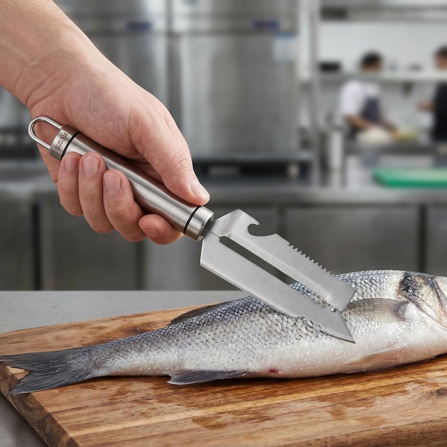 Multifunctional Stainless Steel Peeler Knife for Nopal Pineapple Fruit Vegetable Preparation Zero Snag Kitchen Tool with Bottle Opener Fish Scale Scraper