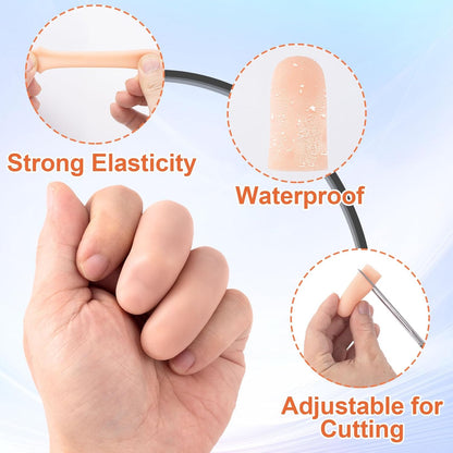 10pcs Gel Finger Cots/Covers, Silicone Finger Protector Support, Finger Caps Finger Sleeves Thumb Protector for Finger Cracking Trigger Finger Arthritis Pain Relief (Beige, Short)