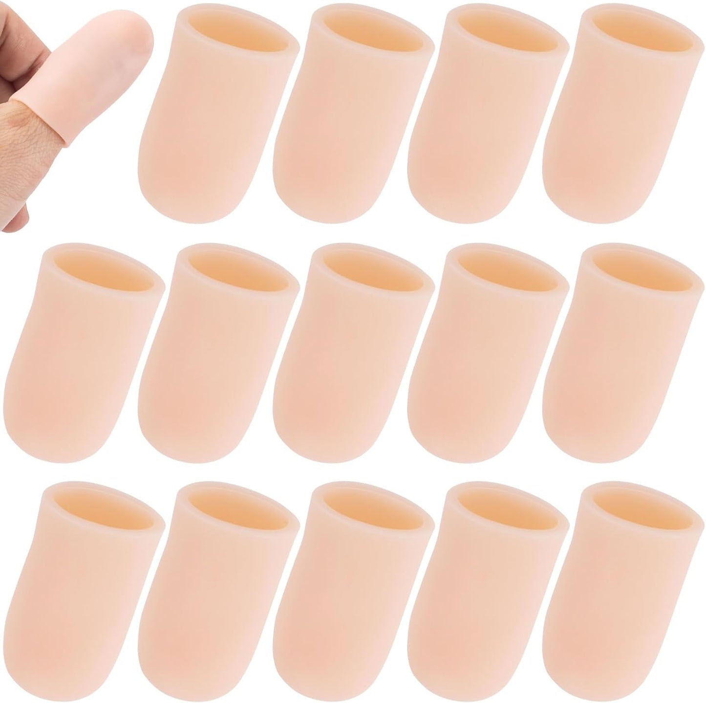 10pcs Gel Finger Cots/Covers, Silicone Finger Protector Support, Finger Caps Finger Sleeves Thumb Protector for Finger Cracking Trigger Finger Arthritis Pain Relief (Beige, Short)