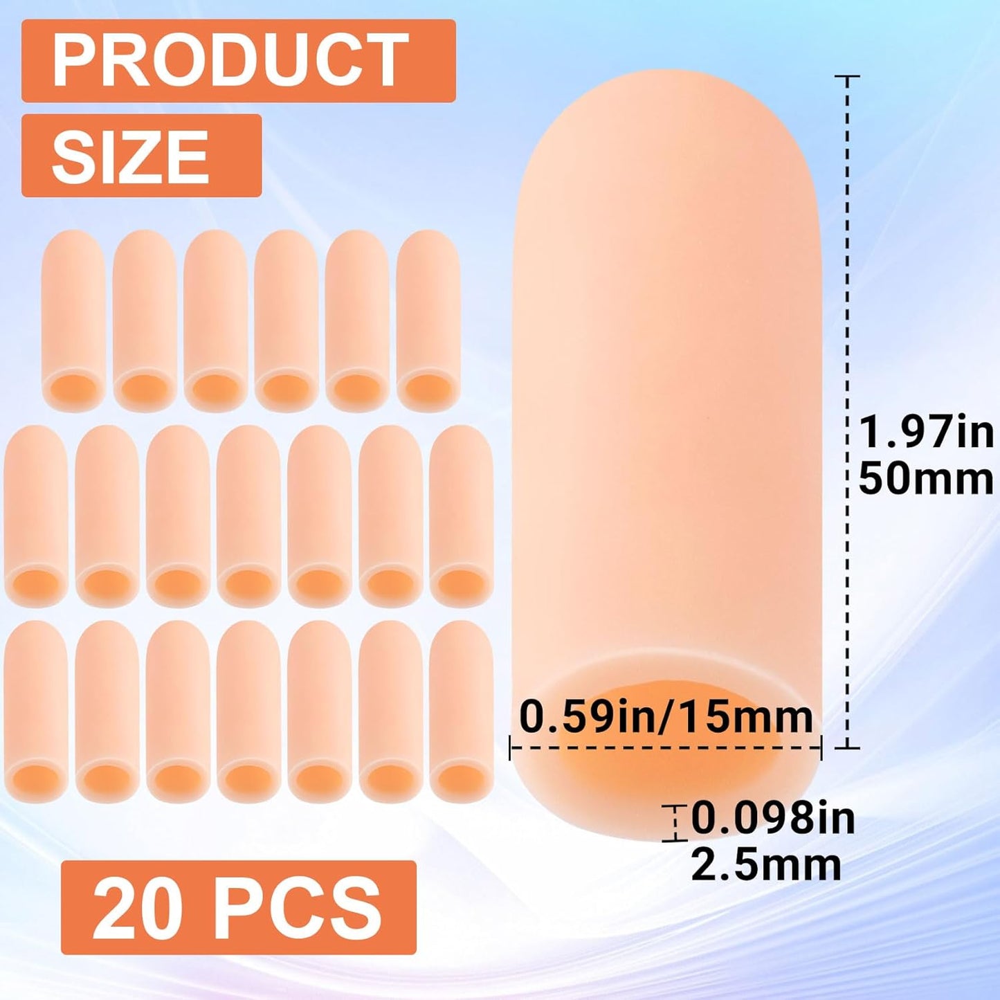 10pcs Gel Finger Cots/Covers, Silicone Finger Protector Support, Finger Caps Finger Sleeves Thumb Protector for Finger Cracking Trigger Finger Arthritis Pain Relief (Beige, Short)