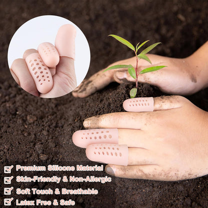 10pcs Gel Finger Cots/Covers, Silicone Finger Protector Support, Finger Caps Finger Sleeves Thumb Protector for Finger Cracking Trigger Finger Arthritis Pain Relief (Beige, Short)