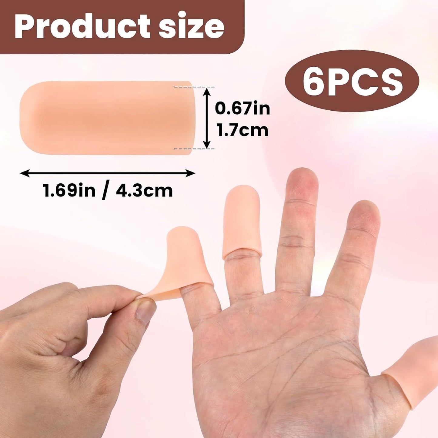 10pcs Gel Finger Cots/Covers, Silicone Finger Protector Support, Finger Caps Finger Sleeves Thumb Protector for Finger Cracking Trigger Finger Arthritis Pain Relief (Beige, Short)
