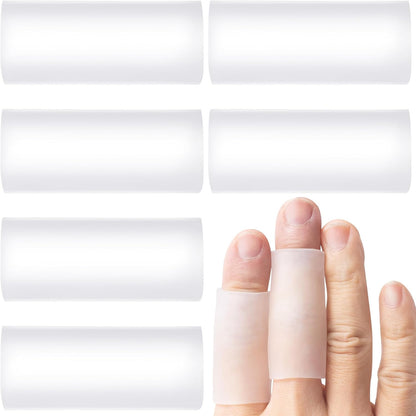 10pcs Gel Finger Cots/Covers, Silicone Finger Protector Support, Finger Caps Finger Sleeves Thumb Protector for Finger Cracking Trigger Finger Arthritis Pain Relief (Beige, Short)