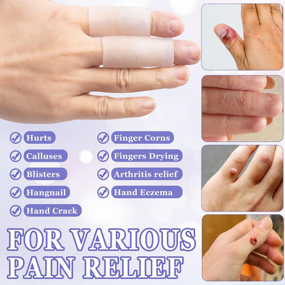 10pcs Gel Finger Cots/Covers, Silicone Finger Protector Support, Finger Caps Finger Sleeves Thumb Protector for Finger Cracking Trigger Finger Arthritis Pain Relief (Beige, Short)