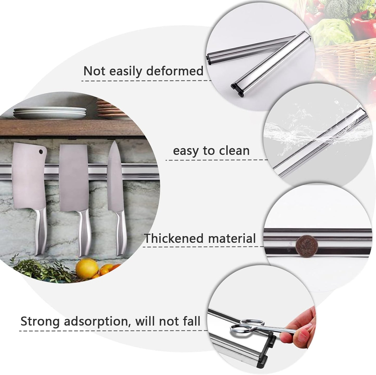 Kitchens Aluminum Magnetic Knife Bar - Rust Free (16 INCH)