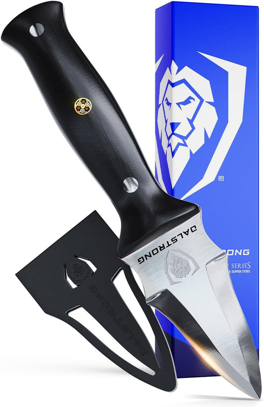Professional Oyster Knife - 3.5 inch - Shogun Series Elite - Clam and Shellfish Shucking Knife - Japanese AUS-10V Super Steel - G10 Handle - Cooking Fish Kitchen Knife - Sheath Included