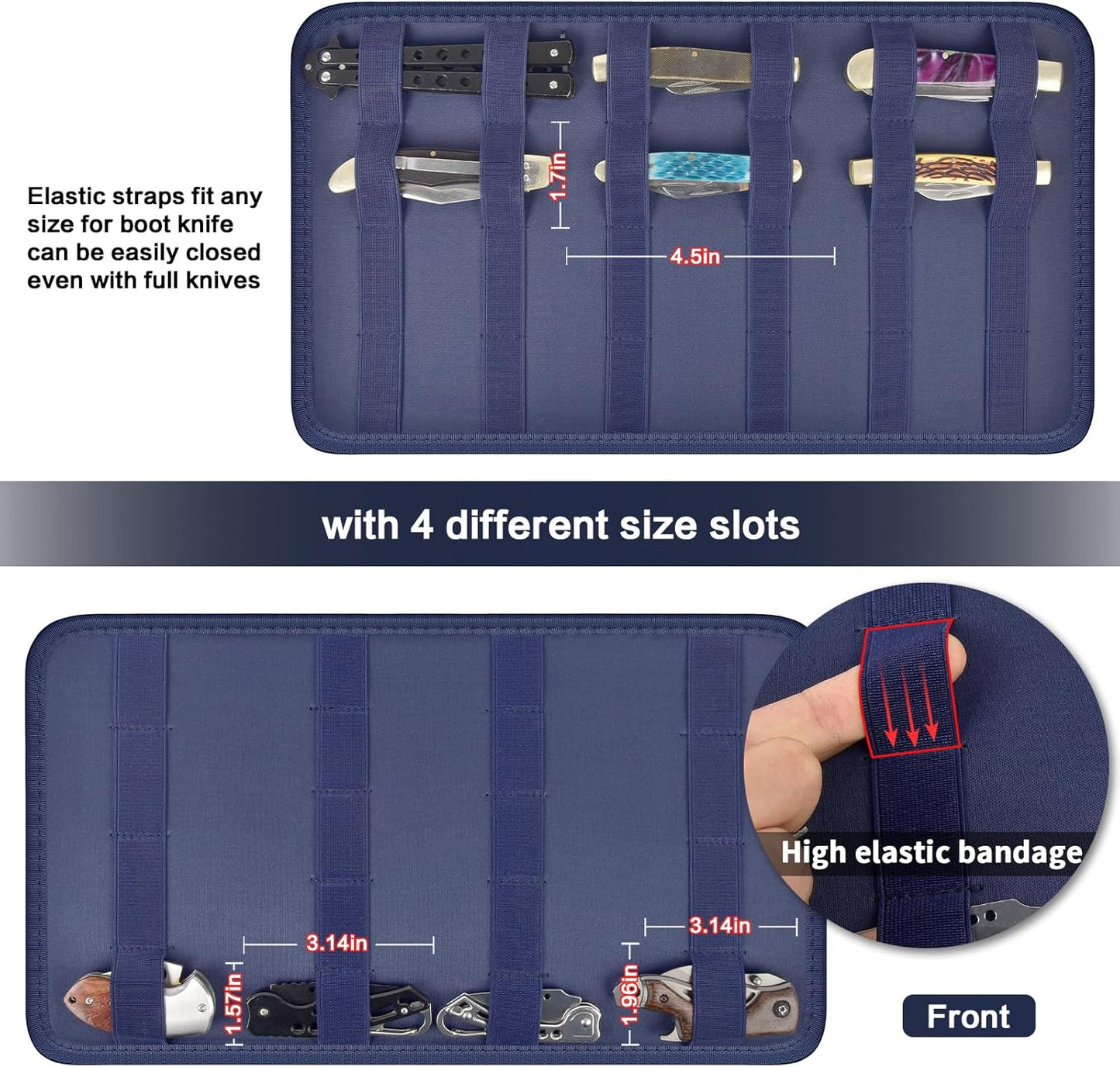 64+ Pocket Knife Storage Case for Folding Knife Collections | Hard EVA Shell, 88 Slots, 2 Dividers and Elastic Straps for EDC, Camping and Collector Knives, Case Only