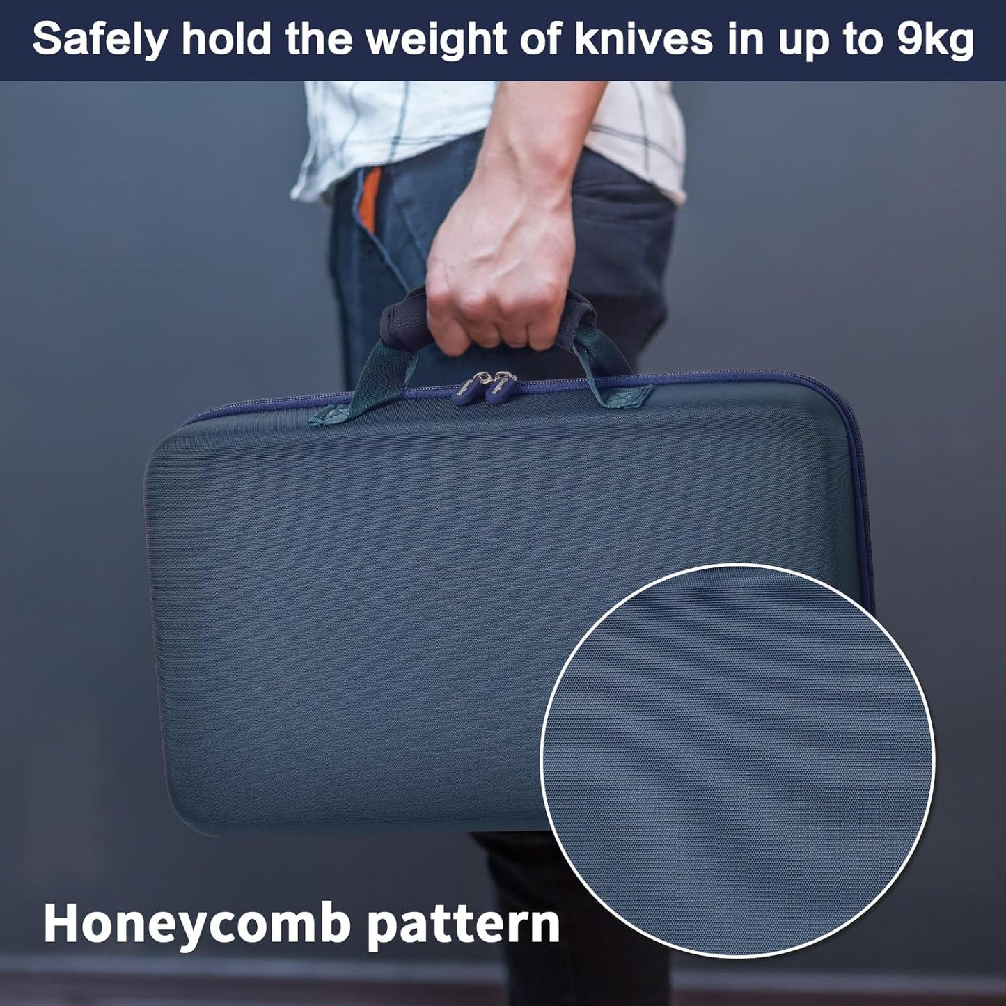 64+ Pocket Knife Storage Case for Folding Knife Collections | Hard EVA Shell, 88 Slots, 2 Dividers and Elastic Straps for EDC, Camping and Collector Knives, Case Only