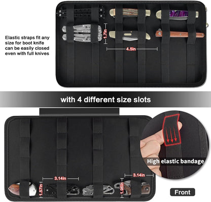 64+ Pocket Knife Storage Case for Folding Knife Collections | Hard EVA Shell, 88 Slots, 2 Dividers and Elastic Straps for EDC, Camping and Collector Knives, Case Only