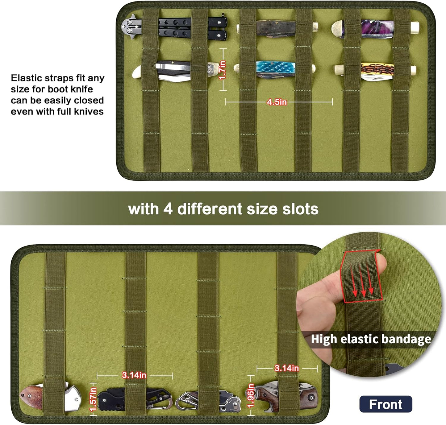 64+ Pocket Knife Storage Case for Folding Knife Collections | Hard EVA Shell, 88 Slots, 2 Dividers and Elastic Straps for EDC, Camping and Collector Knives, Case Only
