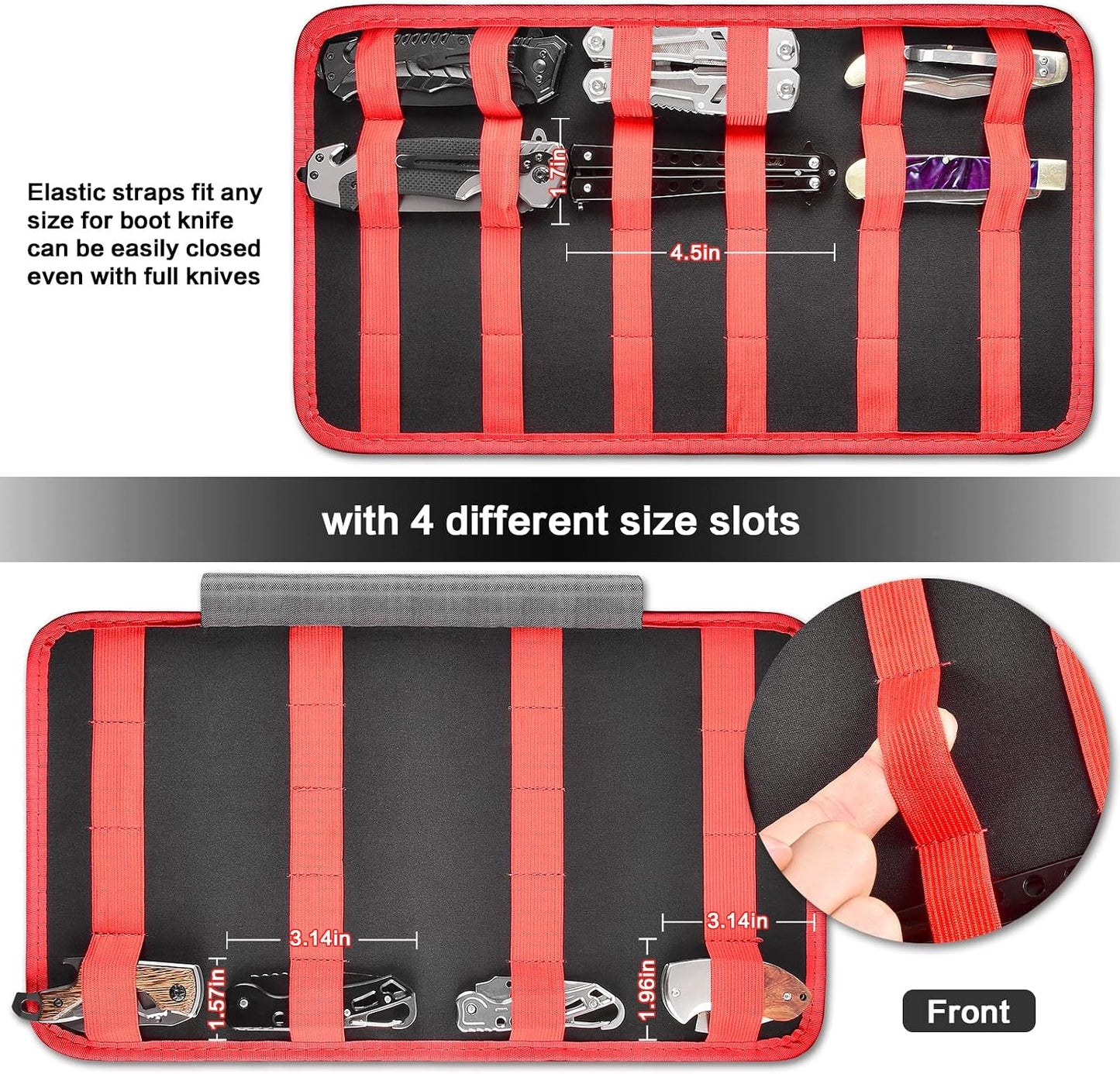 64+ Pocket Knife Storage Case for Folding Knife Collections | Hard EVA Shell, 88 Slots, 2 Dividers and Elastic Straps for EDC, Camping and Collector Knives, Case Only