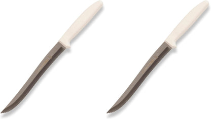 S158SC-PCP Sani-Safe 13483 Utility Slicer, 8" Scalloped Edge Stamped High Carbon Stain-Free Steel Blade, Textured Polypropylene White Handle, Serrated Kitchen Knife, NSF Certified