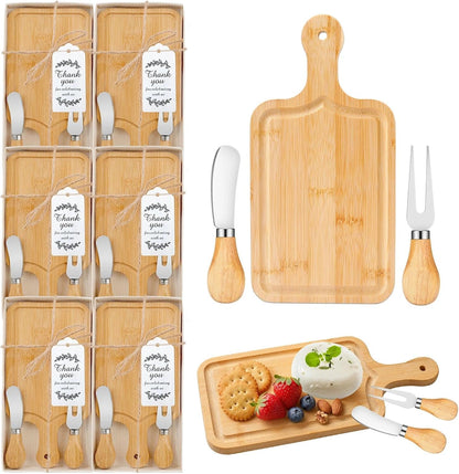 1 Set Baby Shower Prizes for Game Winners Mini Charcuterie Boards Set | Bamboo Bridal Shower Gifts for Guests, Wedding Favor Small Cheese Board Gift Set with Knives, Forks, Thank You Card &Gift Box