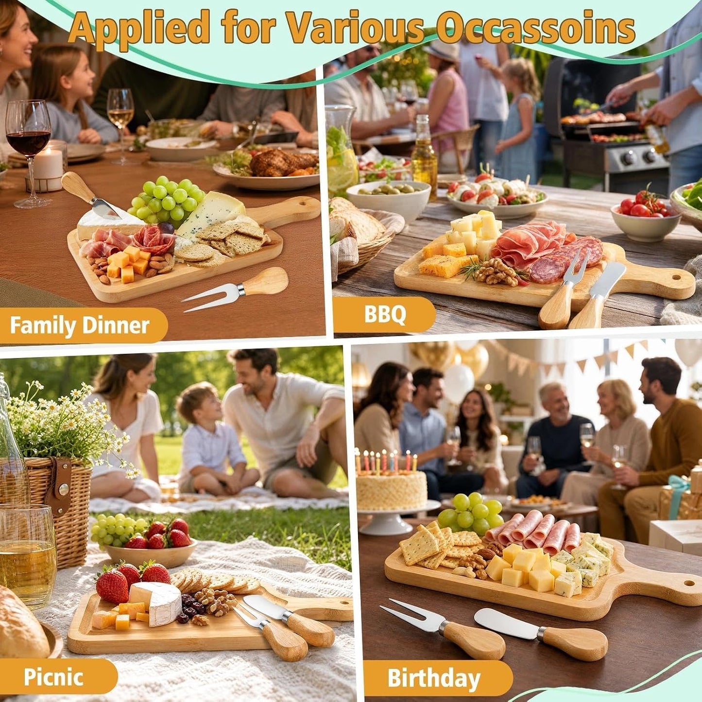 1 Set Baby Shower Prizes for Game Winners Mini Charcuterie Boards Set | Bamboo Bridal Shower Gifts for Guests, Wedding Favor Small Cheese Board Gift Set with Knives, Forks, Thank You Card &Gift Box