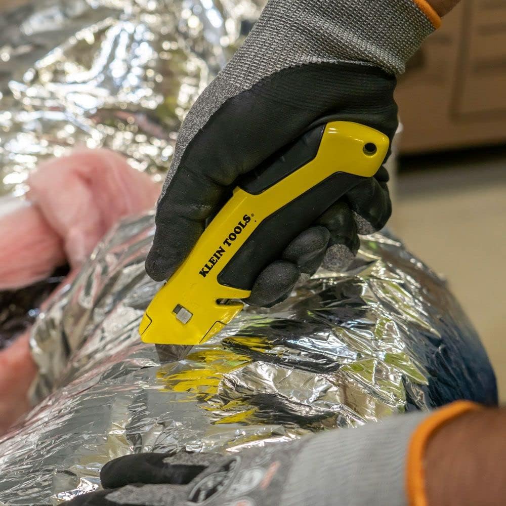 44136 Utility Knife, Heavy Duty Self-Retracting Box Cutter and Crafting Knife with No-Slip Grip, Wire Stripping and Lanyard Hole