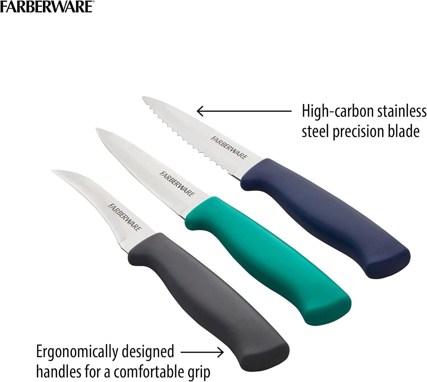 Paring Knife Set, 3-Piece, Blue