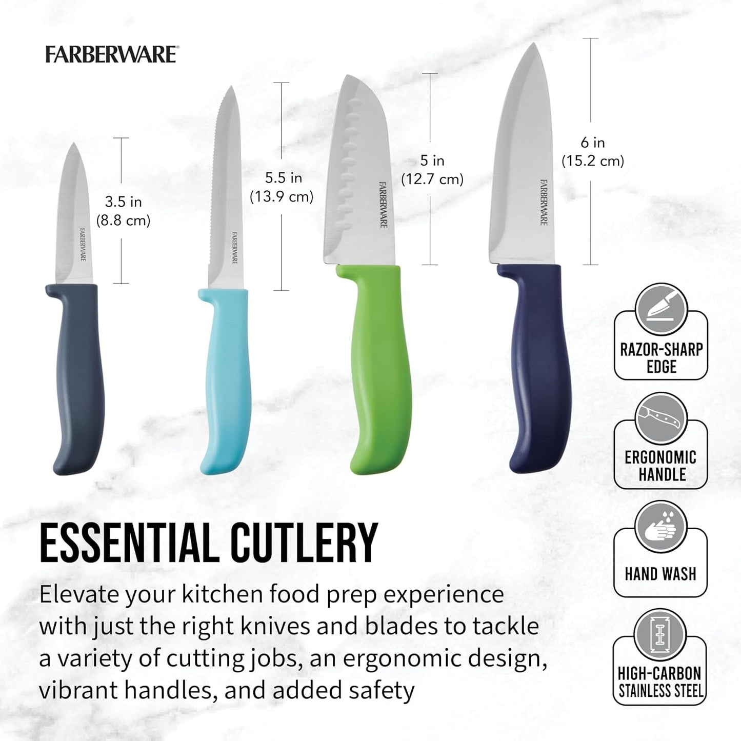 Paring Knife Set, 3-Piece, Blue