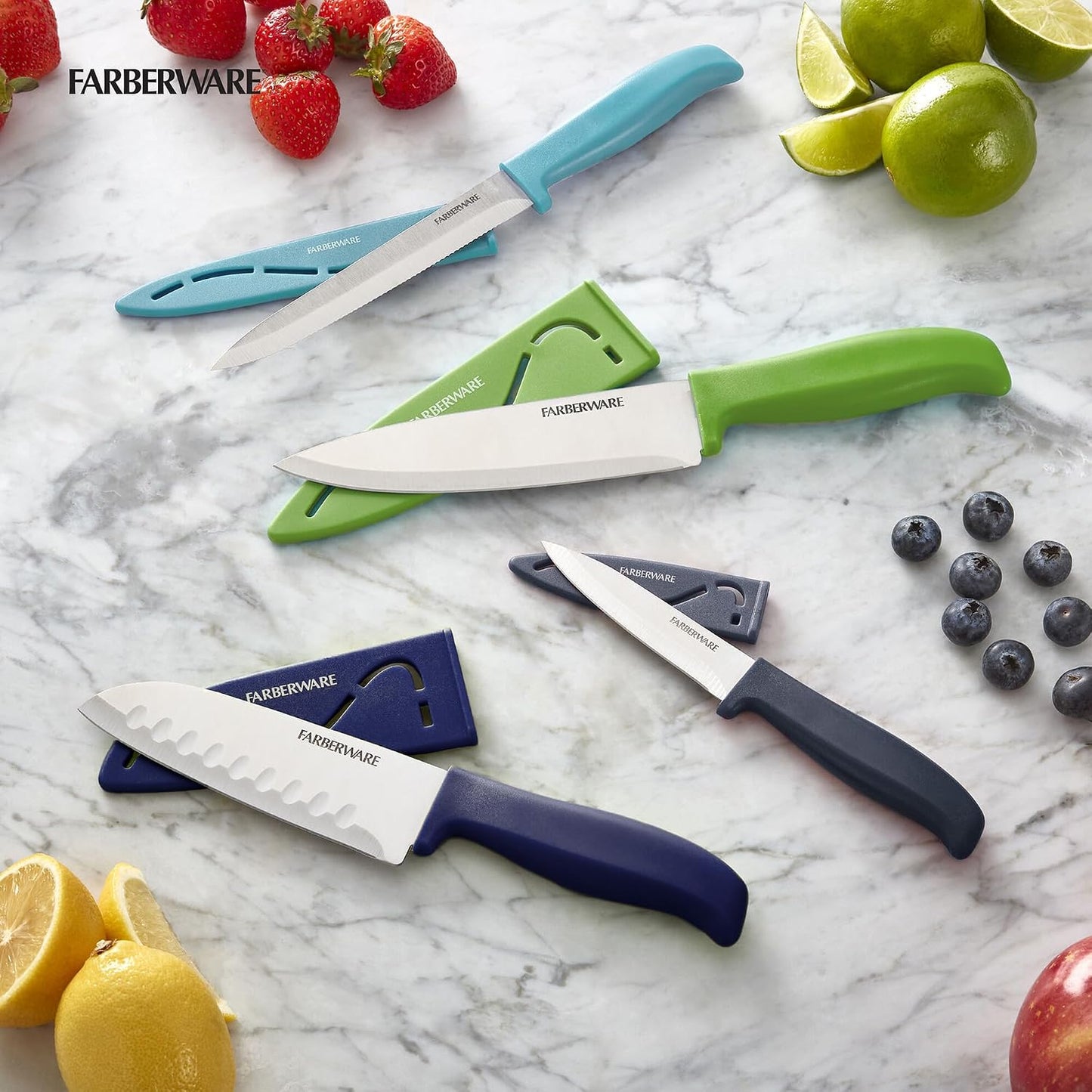Paring Knife Set, 3-Piece, Blue