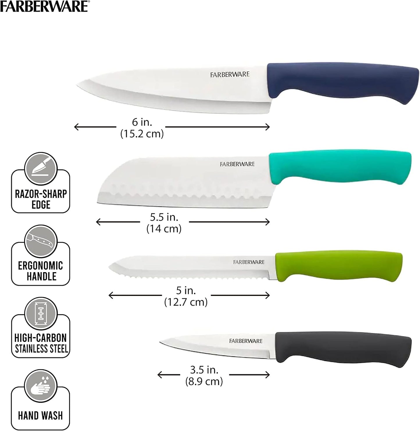 Paring Knife Set, 3-Piece, Blue