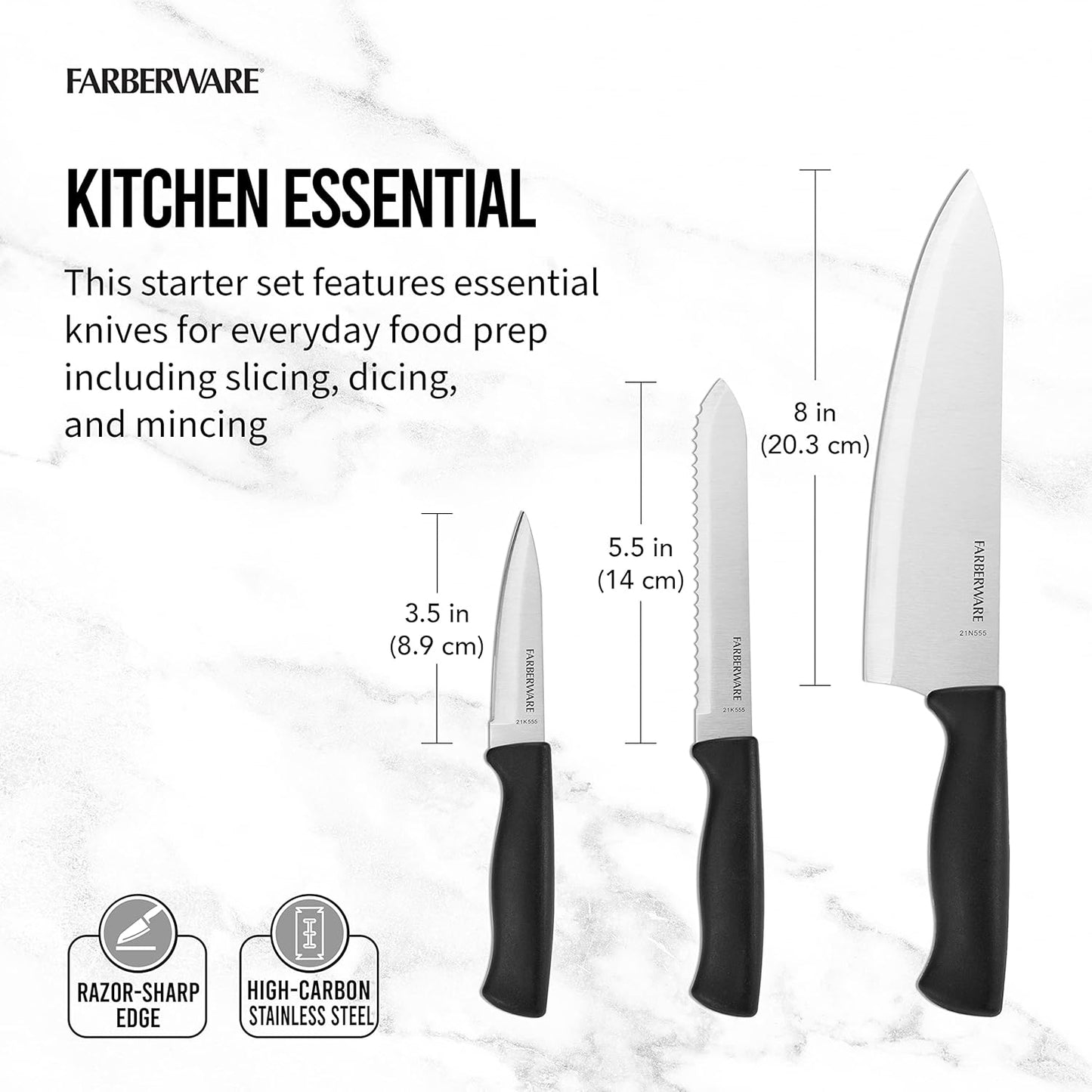 Paring Knife Set, 3-Piece, Blue