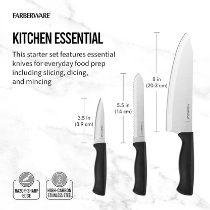 Paring Knife Set, 3-Piece, Blue