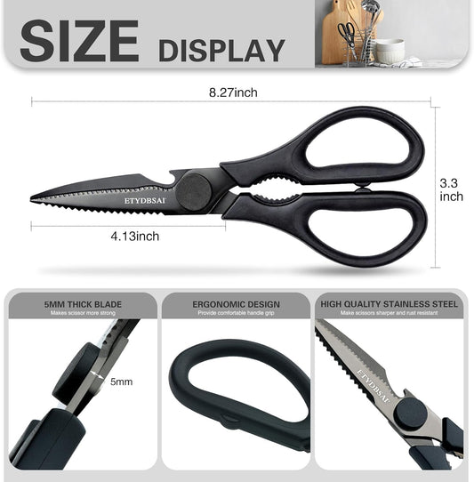 Kitchen Scissors Come Apart, All Purpose Kitchen Shears for Food | Easy to Clean,Comfort Grip,Detachable Titanium Plated Blade,Sharp and Durable for Meat, Poultry, Fish
