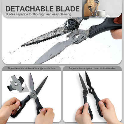 Kitchen Scissors Come Apart, All Purpose Kitchen Shears for Food | Easy to Clean,Comfort Grip,Detachable Titanium Plated Blade,Sharp and Durable for Meat, Poultry, Fish
