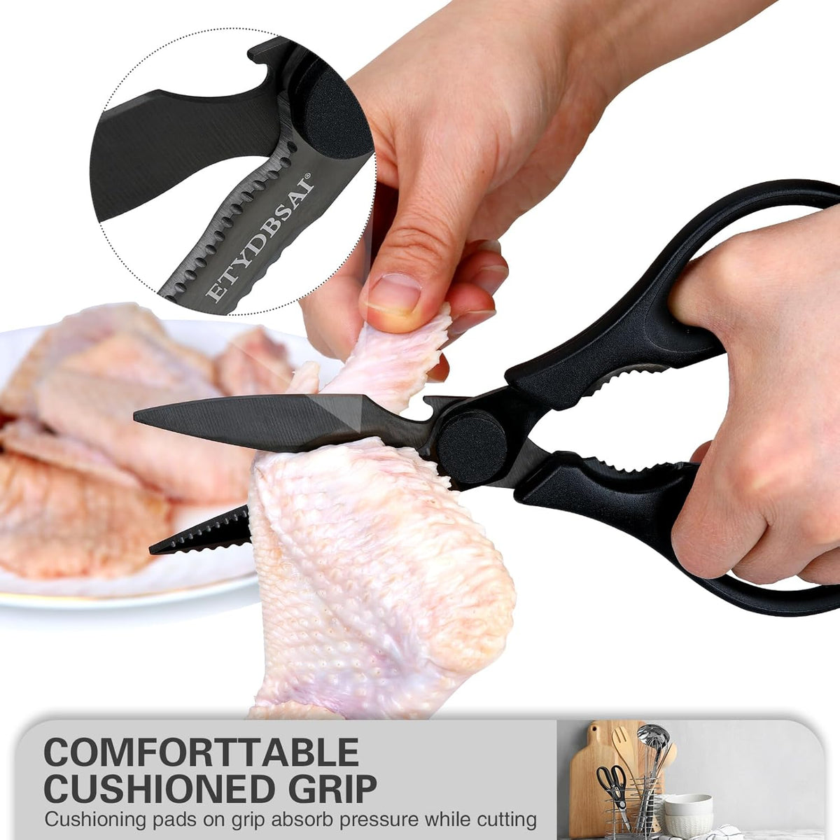 Kitchen Scissors Come Apart, All Purpose Kitchen Shears for Food | Easy to Clean,Comfort Grip,Detachable Titanium Plated Blade,Sharp and Durable for Meat, Poultry, Fish