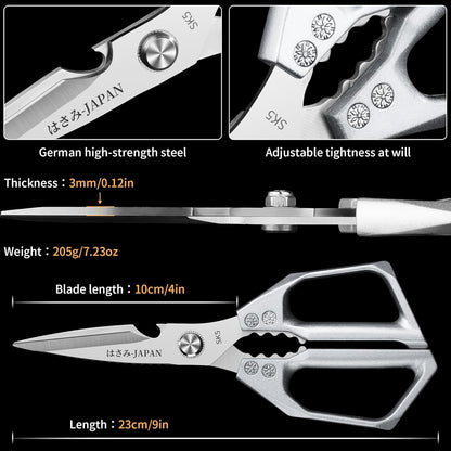 Plys Poultry Shears, Kitchen Scissors for Food, Japanese All Purpose Heavy Duty for Chicken Wing/Bone, Meat, Quail, Fish, Turkey, Vegetables, Stainless Steel Cooking Aid Scissors, Dishwasher Safe