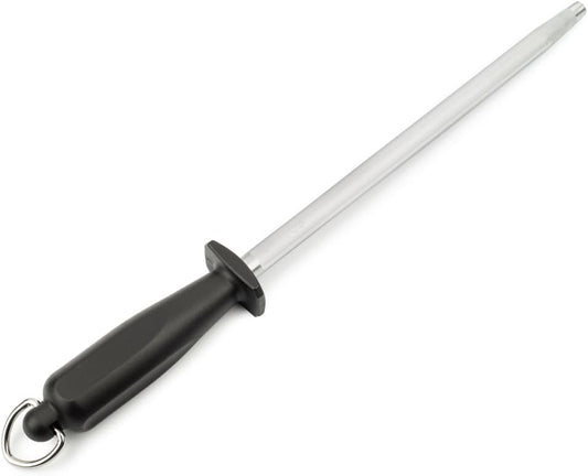 Sharpening Steel 10 Inch Nitrum Stainless Steel and 250 mm blade. Series Chaira. Body Carbon Steel Chromium Coated 11 - Handle Polypropylene. Lightweight and smooth shapes. Color Black.