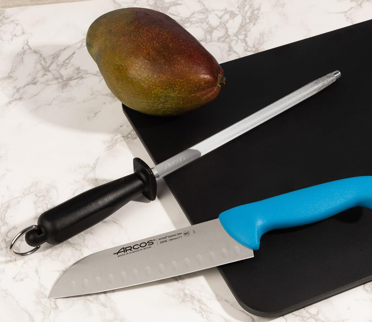 Sharpening Steel 10 Inch Nitrum Stainless Steel and 250 mm blade. Series Chaira. Body Carbon Steel Chromium Coated 11 - Handle Polypropylene. Lightweight and smooth shapes. Color Black.