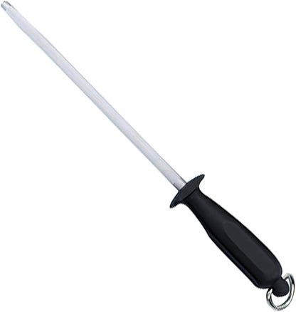 Sharpening Steel 10 Inch Nitrum Stainless Steel and 250 mm blade. Series Chaira. Body Carbon Steel Chromium Coated 11 - Handle Polypropylene. Lightweight and smooth shapes. Color Black.