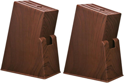 Wood Knife Holder Block without Knives Kitchen Knife Storage Rack with Wide Slots for Knives Scissors and Kitchen Tools Wood Grain Texture Organizer for Countertop