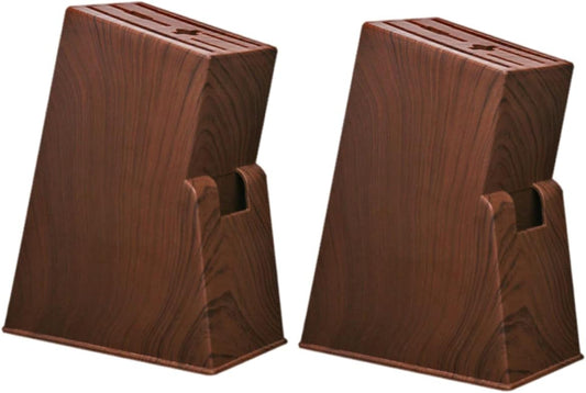 Wood Knife Holder Block without Knives Kitchen Knife Storage Rack with Wide Slots for Knives Scissors and Kitchen Tools Wood Grain Texture Organizer for Countertop