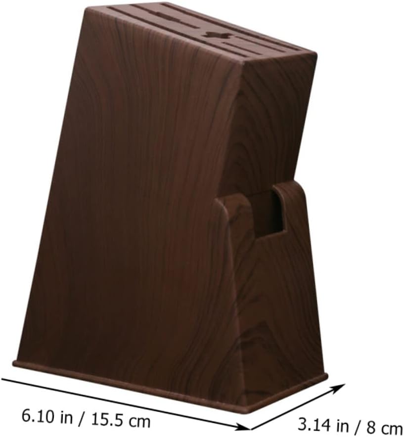 Wood Knife Holder Block without Knives Kitchen Knife Storage Rack with Wide Slots for Knives Scissors and Kitchen Tools Wood Grain Texture Organizer for Countertop