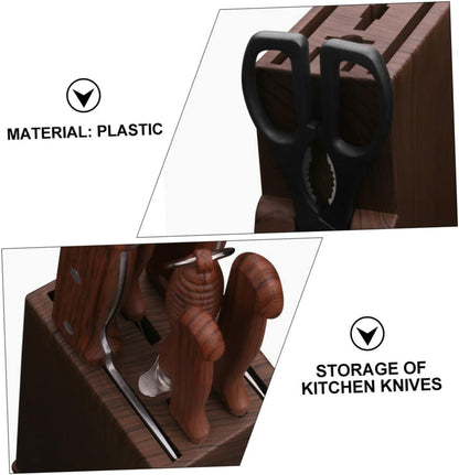 Wood Knife Holder Block without Knives Kitchen Knife Storage Rack with Wide Slots for Knives Scissors and Kitchen Tools Wood Grain Texture Organizer for Countertop
