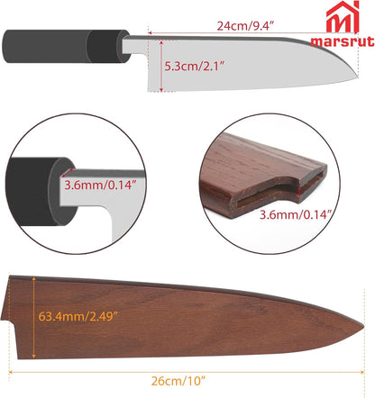 Saya Knife Cover for 9.5 inch/240mm Gyuto & for Chef, Blade Guard, Wooden Kitchen Knife Sheath Case Guards Protector for Japanese Culinary Knives, Natural Wood Material