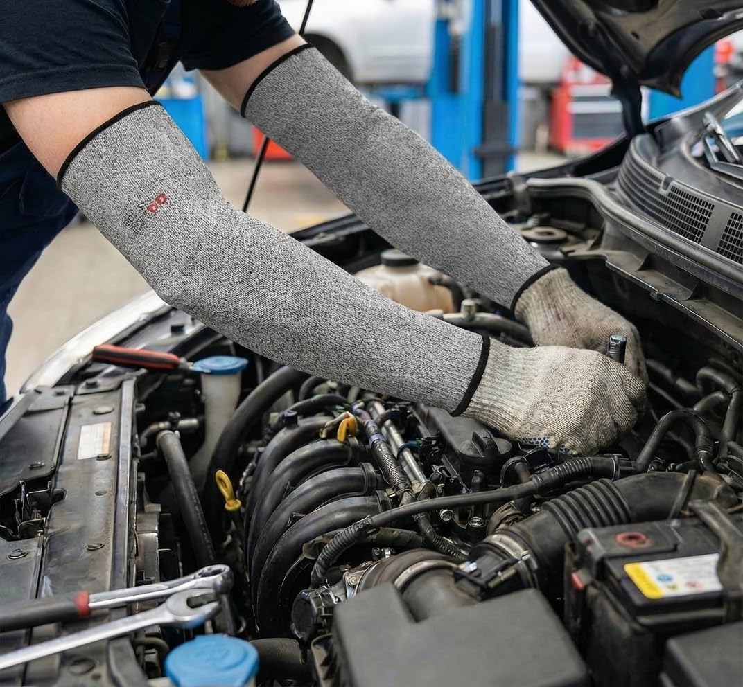 Arm Protectors For Thin Skin And Bruising, Kevlar Sleeves. A5 Level Cut Resistant Arm Sleeves For Gardening, Welding, Kitchen (Grey, 17.7 In)