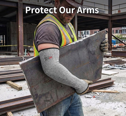 Arm Protectors For Thin Skin And Bruising, Kevlar Sleeves. A5 Level Cut Resistant Arm Sleeves For Gardening, Welding, Kitchen (Grey, 17.7 In)