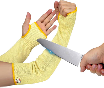 Arm Protectors For Thin Skin And Bruising, Kevlar Sleeves. A5 Level Cut Resistant Arm Sleeves For Gardening, Welding, Kitchen (Grey, 17.7 In)