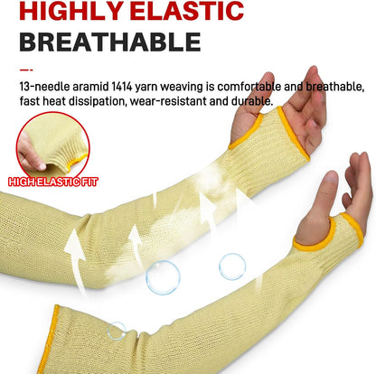 Arm Protectors For Thin Skin And Bruising, Kevlar Sleeves. A5 Level Cut Resistant Arm Sleeves For Gardening, Welding, Kitchen (Grey, 17.7 In)